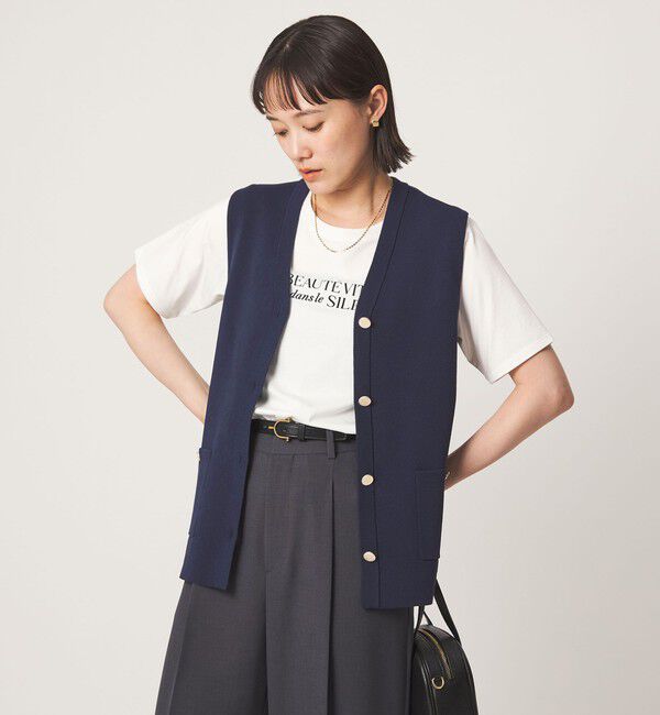 UNITED ARROWS green label relaxing「ゴールドカラーボタン ニット ジレ」|ベスト・ジレ|