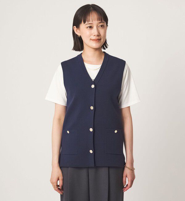UNITED ARROWS green label relaxing「ゴールドカラーボタン ニット ジレ」|ベスト・ジレ|