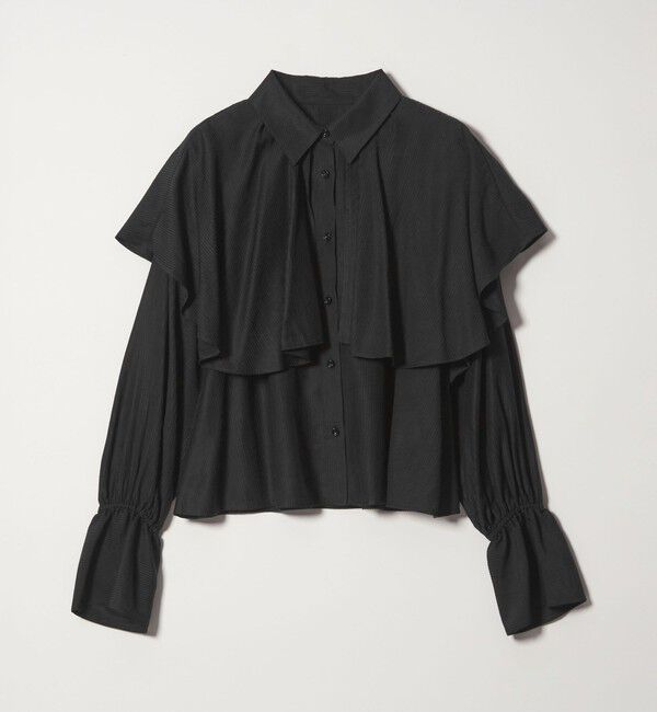 EMMEL REFINES「＜EMMEL REFINES＞EM ケープフリル ロングスリーブ シャツ」|シャツ・ブラウス|BLACK