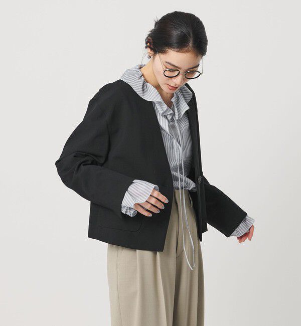 BEAUTY&YOUTH UNITED ARROWS「ストライプ ラッフル スキッパーブラウス ウォッシャブル」|シャツ・ブラウス|