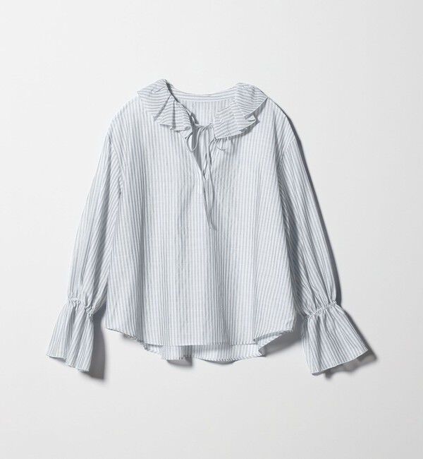 BEAUTY&YOUTH UNITED ARROWS「ストライプ ラッフル スキッパーブラウス ウォッシャブル」|シャツ・ブラウス|