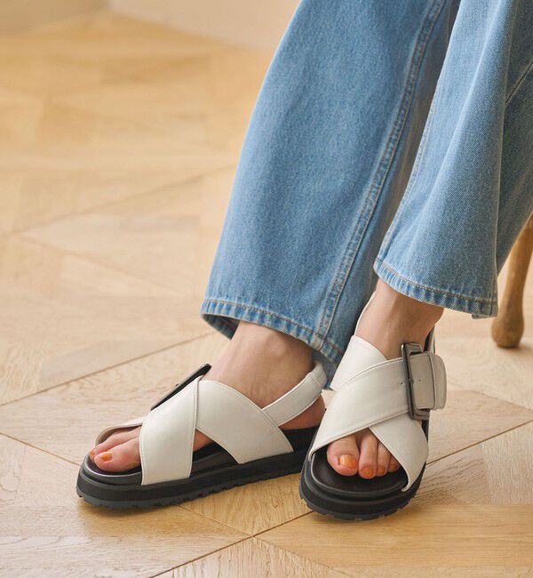 BEAUTY&YOUTH UNITED ARROWS「ビッグバックル クロスストラップ サンダル」|サンダル|
