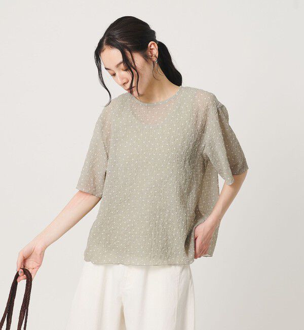 BEAUTY&YOUTH UNITED ARROWS「ドットシアー ショートスリーブ ブラウス ウォッシャブル」|シャツ・ブラウス|