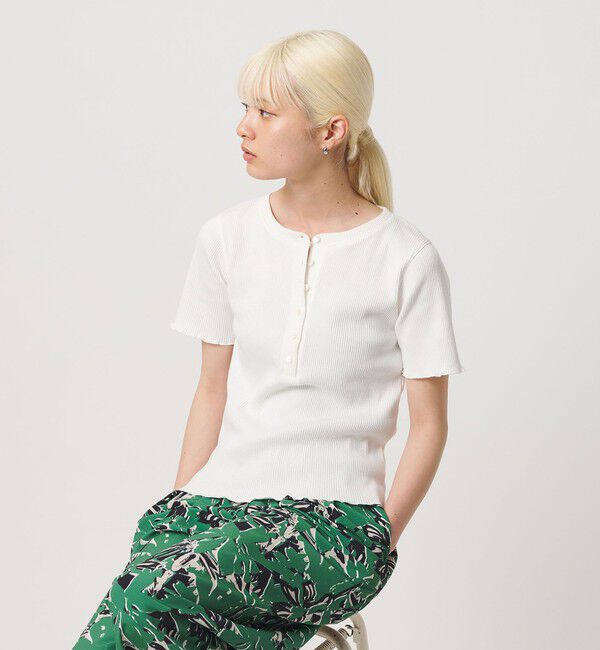 BEAUTY&YOUTH UNITED ARROWS「コットン リブ ヘンリーネック ショートスリーブ カットソー」|Tシャツ・カットソー|