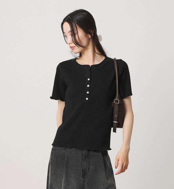 BEAUTY&YOUTH UNITED ARROWS「コットン リブ ヘンリーネック ショートスリーブ カットソー」|Tシャツ・カットソー|