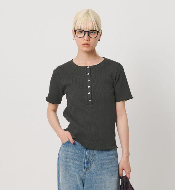 BEAUTY&YOUTH UNITED ARROWS「コットン リブ ヘンリーネック ショートスリーブ カットソー」|Tシャツ・カットソー|