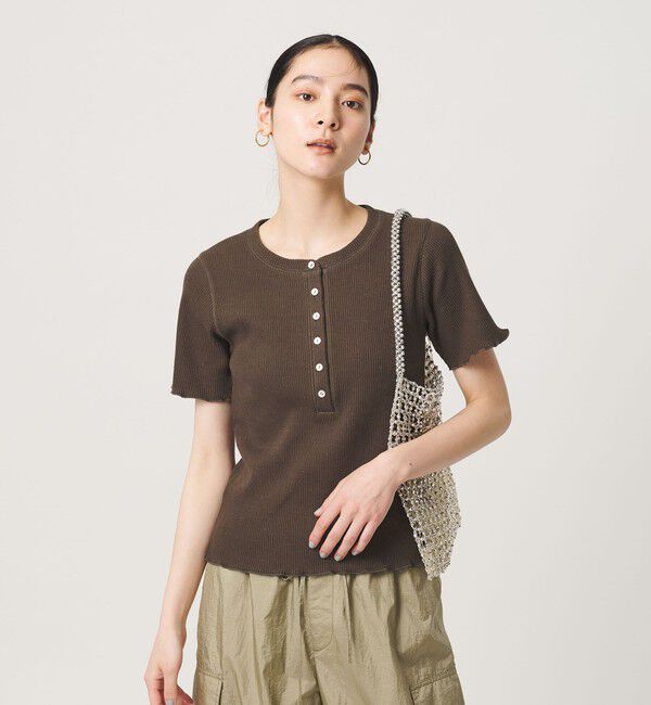 BEAUTY&YOUTH UNITED ARROWS「コットン リブ ヘンリーネック ショートスリーブ カットソー」|Tシャツ・カットソー|