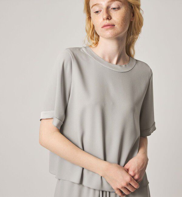 STEVEN ALAN「＜Steven Alan＞バックサテン ジョーゼット ショートスリーブ ブラウス」|シャツ・ブラウス|