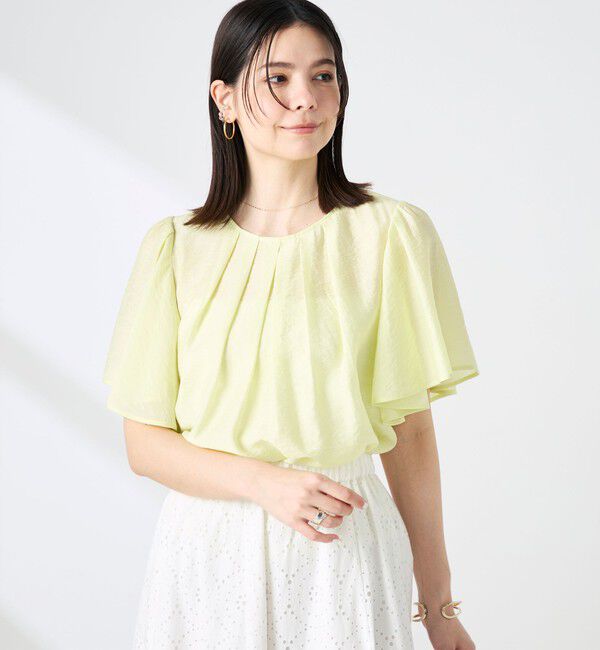 NOLLEY'S「【BECシリーズ】ウォッシャブルリネン混袖フリルブラウス」|シャツ・ブラウス|