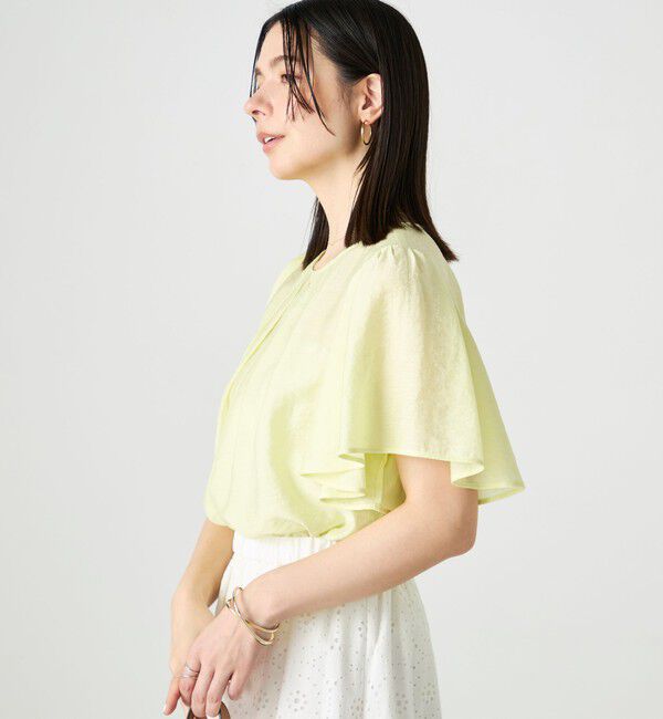 NOLLEY'S「【BECシリーズ】ウォッシャブルリネン混袖フリルブラウス」|シャツ・ブラウス|