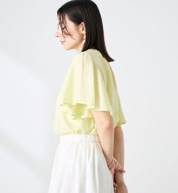 NOLLEY'S「【BECシリーズ】ウォッシャブルリネン混袖フリルブラウス」|シャツ・ブラウス|