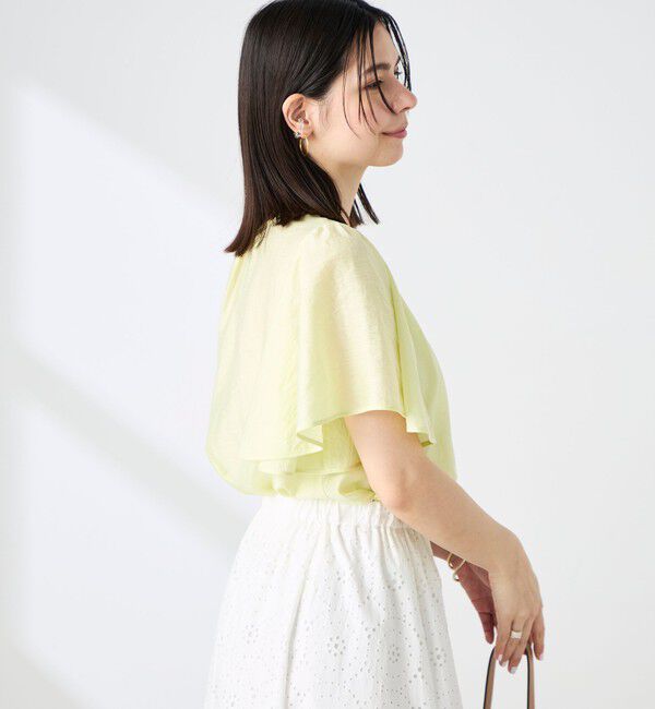 NOLLEY'S「【BECシリーズ】ウォッシャブルリネン混袖フリルブラウス」|シャツ・ブラウス|