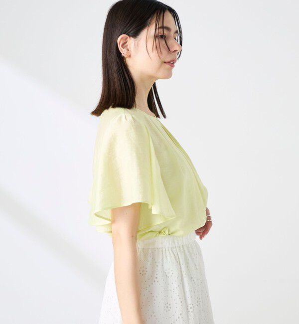 NOLLEY'S「【BECシリーズ】ウォッシャブルリネン混袖フリルブラウス」|シャツ・ブラウス|