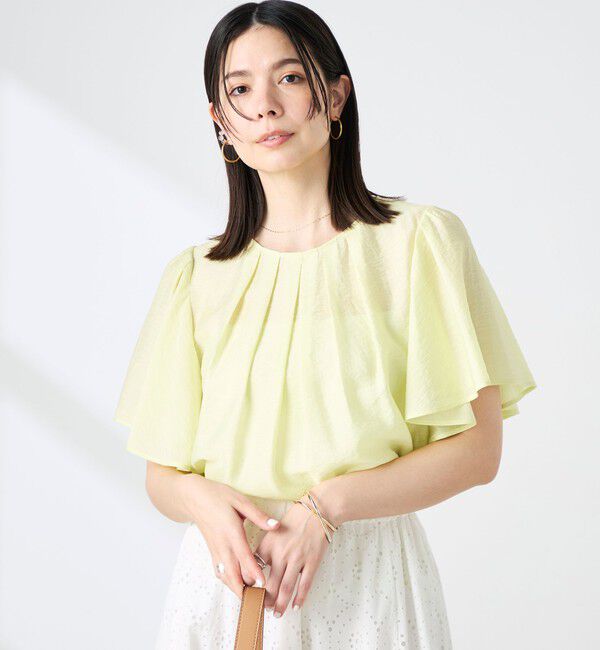 NOLLEY'S「【BECシリーズ】ウォッシャブルリネン混袖フリルブラウス」|シャツ・ブラウス|