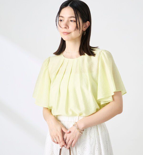 NOLLEY'S「【BECシリーズ】ウォッシャブルリネン混袖フリルブラウス」|シャツ・ブラウス|