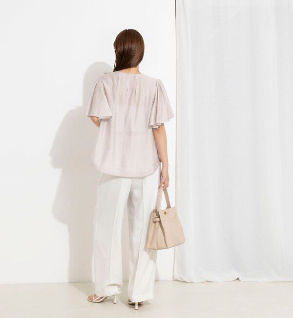 NOLLEY'S「【BECシリーズ】ウォッシャブルリネン混袖フリルブラウス」|シャツ・ブラウス|