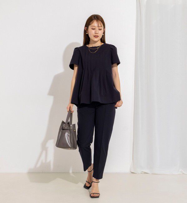 NOLLEY'S「《撥水/セットアップ対応》ウォッシャブルアクティブストレッチタックブラウス」|シャツ・ブラウス|