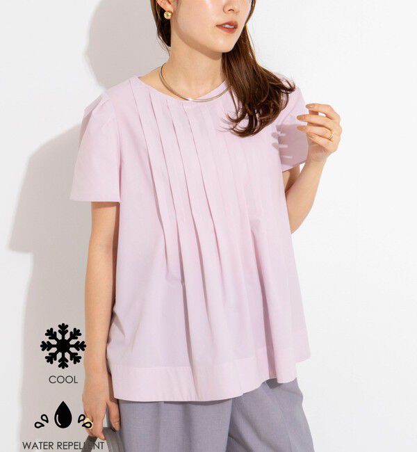 NOLLEY'S「《撥水/セットアップ対応》ウォッシャブルアクティブストレッチタックブラウス」|シャツ・ブラウス|ベビーピンク