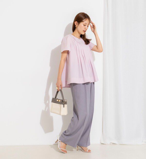NOLLEY'S「《撥水/セットアップ対応》ウォッシャブルアクティブストレッチタックブラウス」|シャツ・ブラウス|