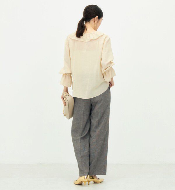 NOLLEY'S「《接触冷感》ウォッシャブルギャザーフリルブラウス」|シャツ・ブラウス|