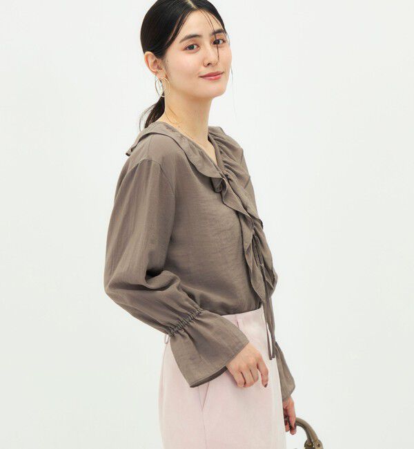 NOLLEY'S「《接触冷感》ウォッシャブルギャザーフリルブラウス」|シャツ・ブラウス|