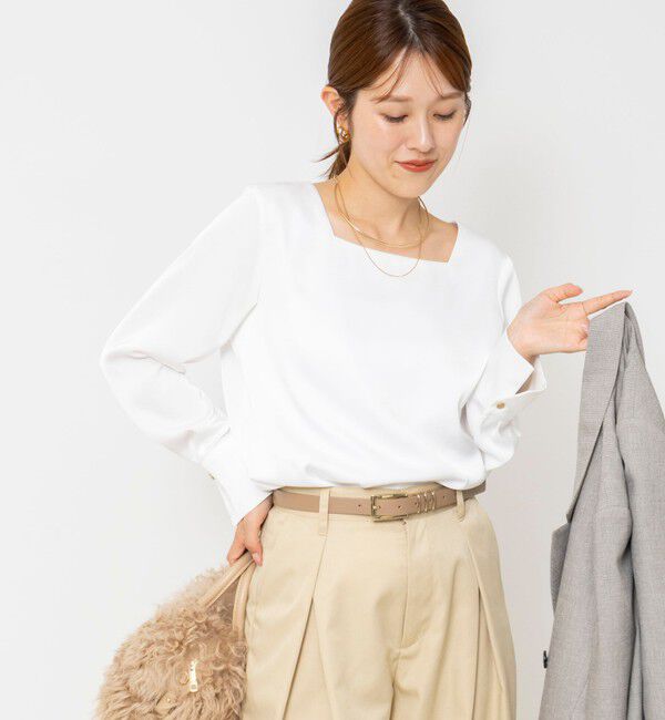 NOLLEY'S「ウォッシャブルスクエアネックサテンブラウス」|シャツ・ブラウス|