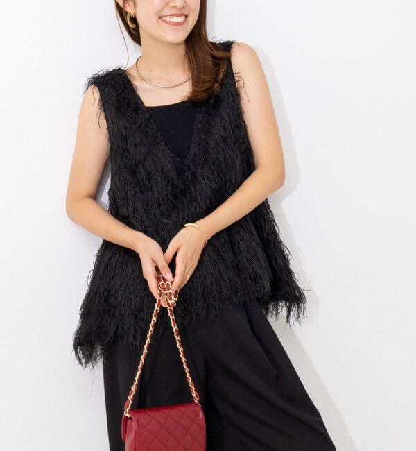 NOLLEY'S「【WEB限定】ウォッシャブルシアーフェザータンク」|シャツ・ブラウス|ブラック