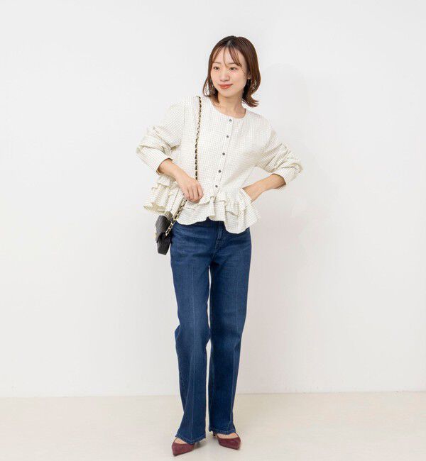 NOLLEY'S「【WEB限定】ウォッシャブル2WAYチェックペプラムフリルブラウス」|シャツ・ブラウス|