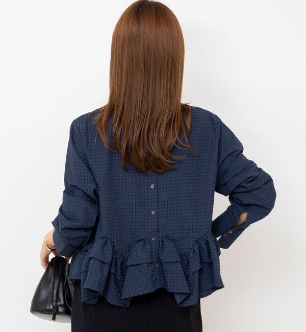 NOLLEY'S「【WEB限定】ウォッシャブル2WAYチェックペプラムフリルブラウス」|シャツ・ブラウス|