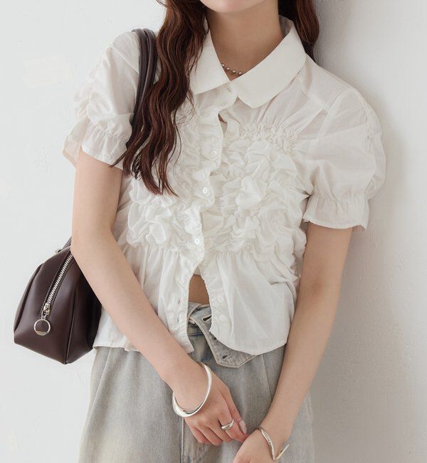  「シャーリングシェイプシャツ」|シャツ・ブラウス|オフホワイト