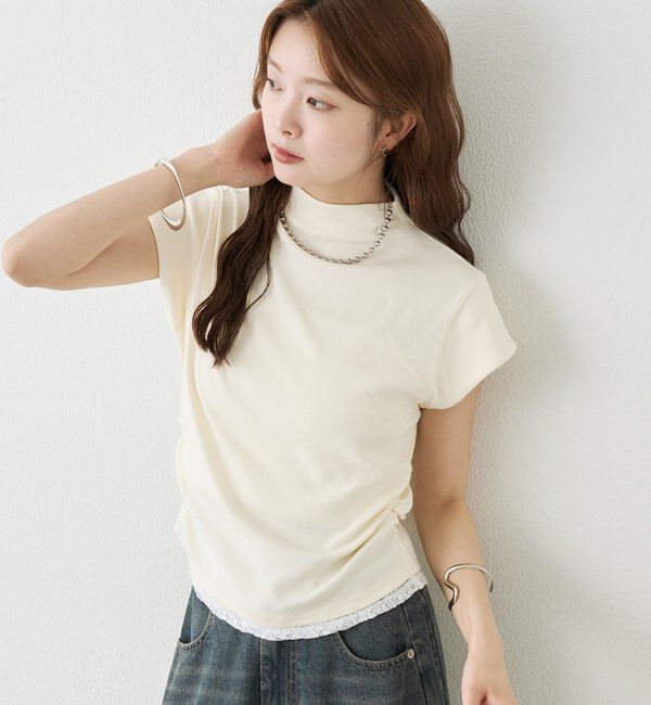  「プレート付きハイネックTシャツ」|Tシャツ・カットソー|