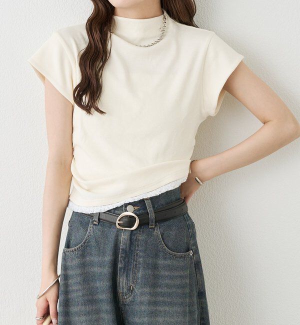  「プレート付きハイネックTシャツ」|Tシャツ・カットソー|