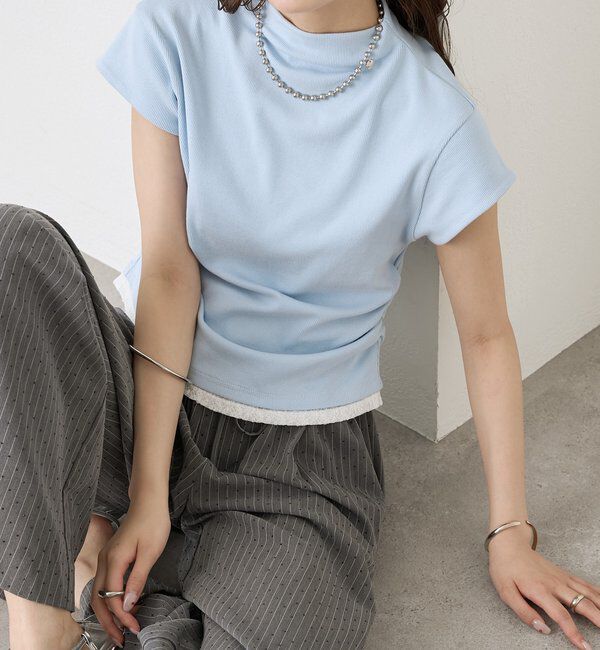  「プレート付きハイネックTシャツ」|Tシャツ・カットソー|