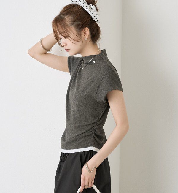  「プレート付きハイネックTシャツ」|Tシャツ・カットソー|