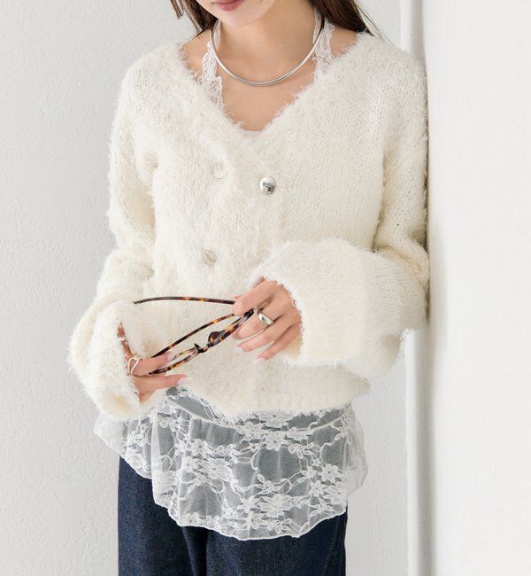  「ふわふわWボタンカーディガン」|カーディガン|オフホワイト