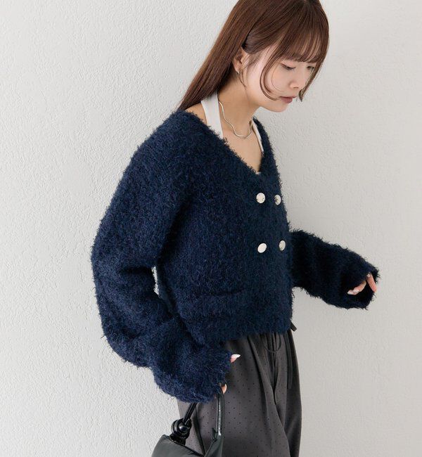 「ふわふわWボタンカーディガン」|カーディガン|