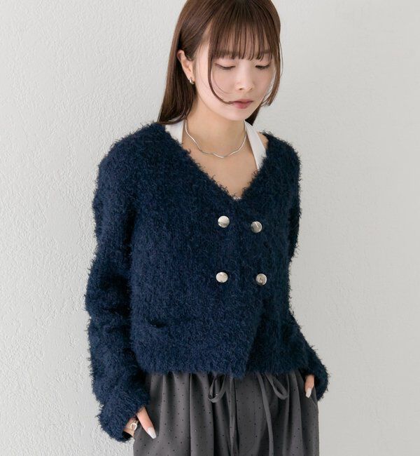  「ふわふわWボタンカーディガン」|カーディガン|
