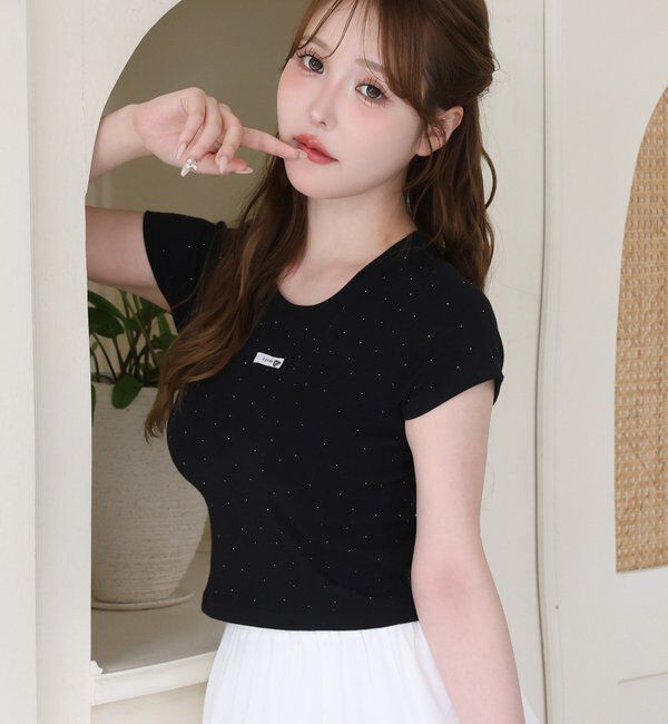  「ハートチャーム付きビジューコンパクトTee」|プルオーバー|