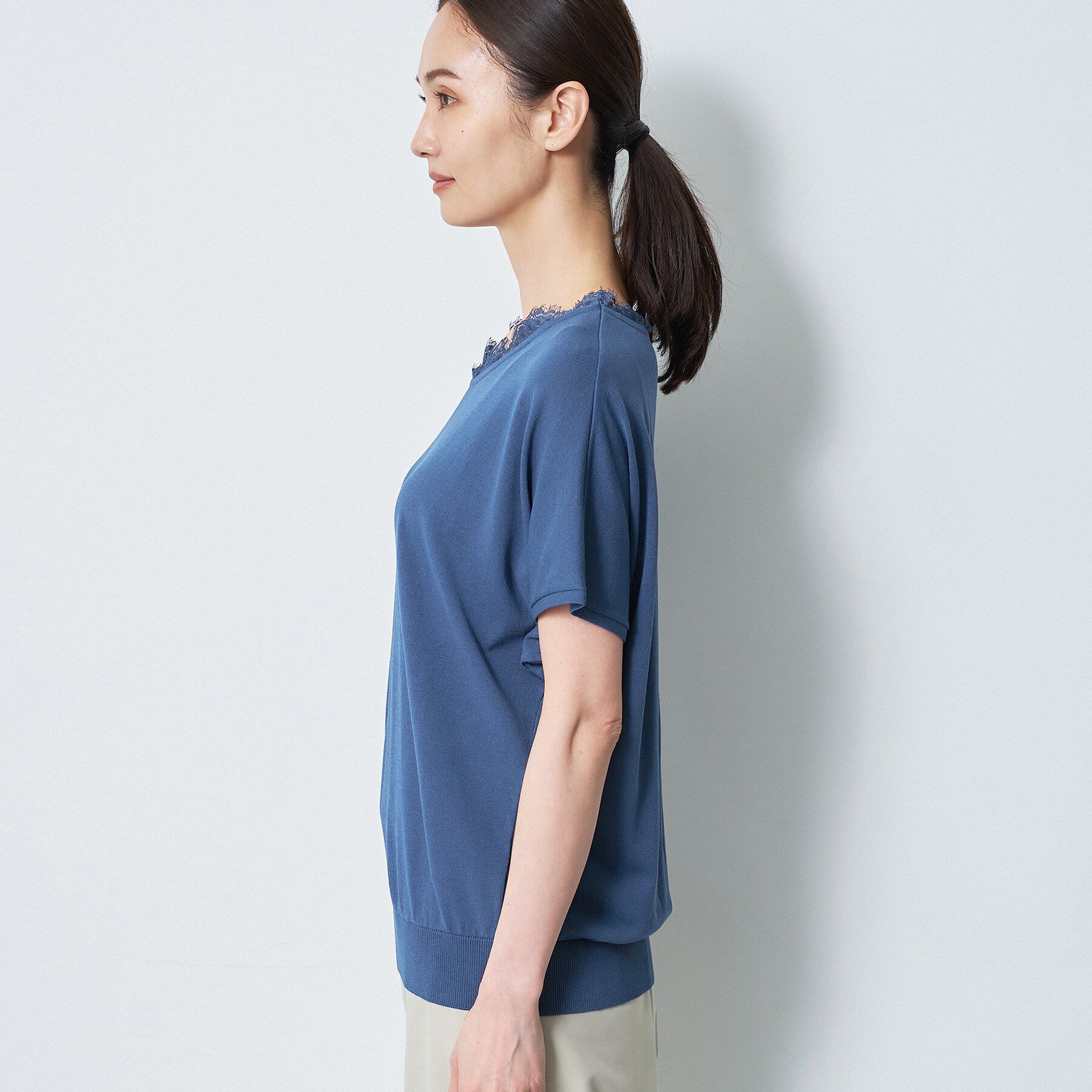 Reflect「【二の腕カバー／手洗い可】ネックレース フレンチスリーブニット」|ニット・セーター|