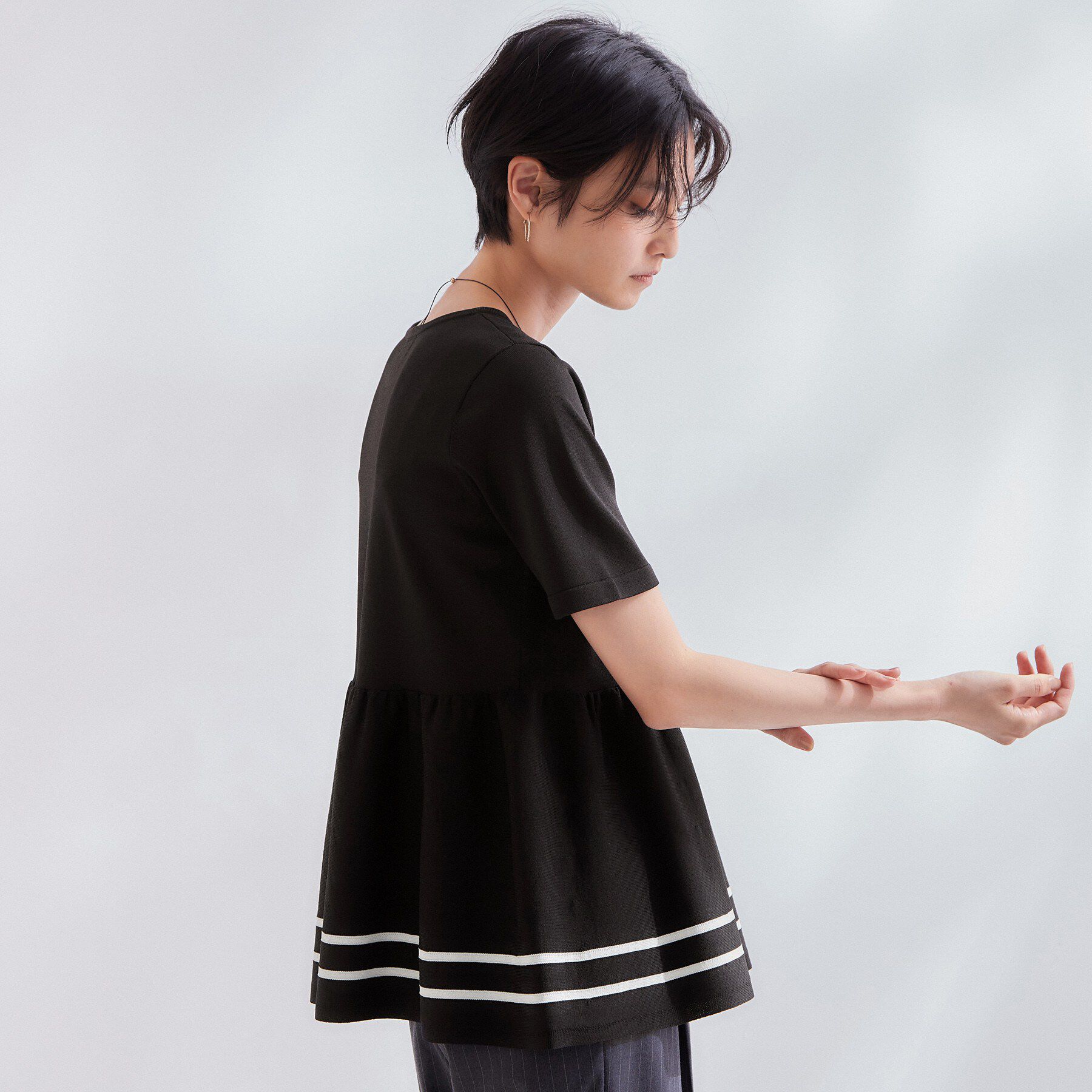 OPAQUE.CLIP「【UVケア】裾ラインペプラムニット《洗濯機OK》」|ニット・セーター|