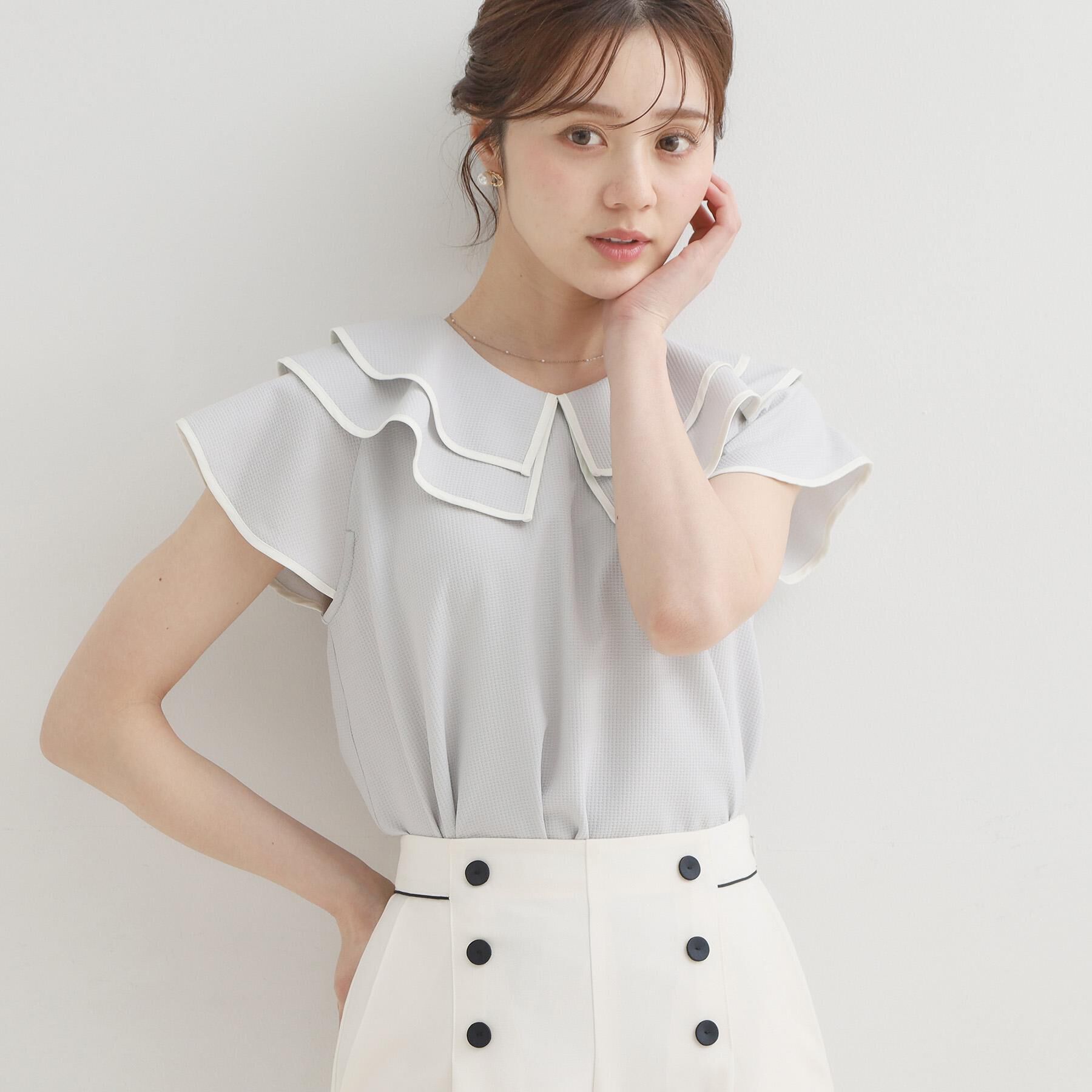 Couture broach「【洗濯機可】マリンカラー ブラウス」|シャツ・ブラウス|