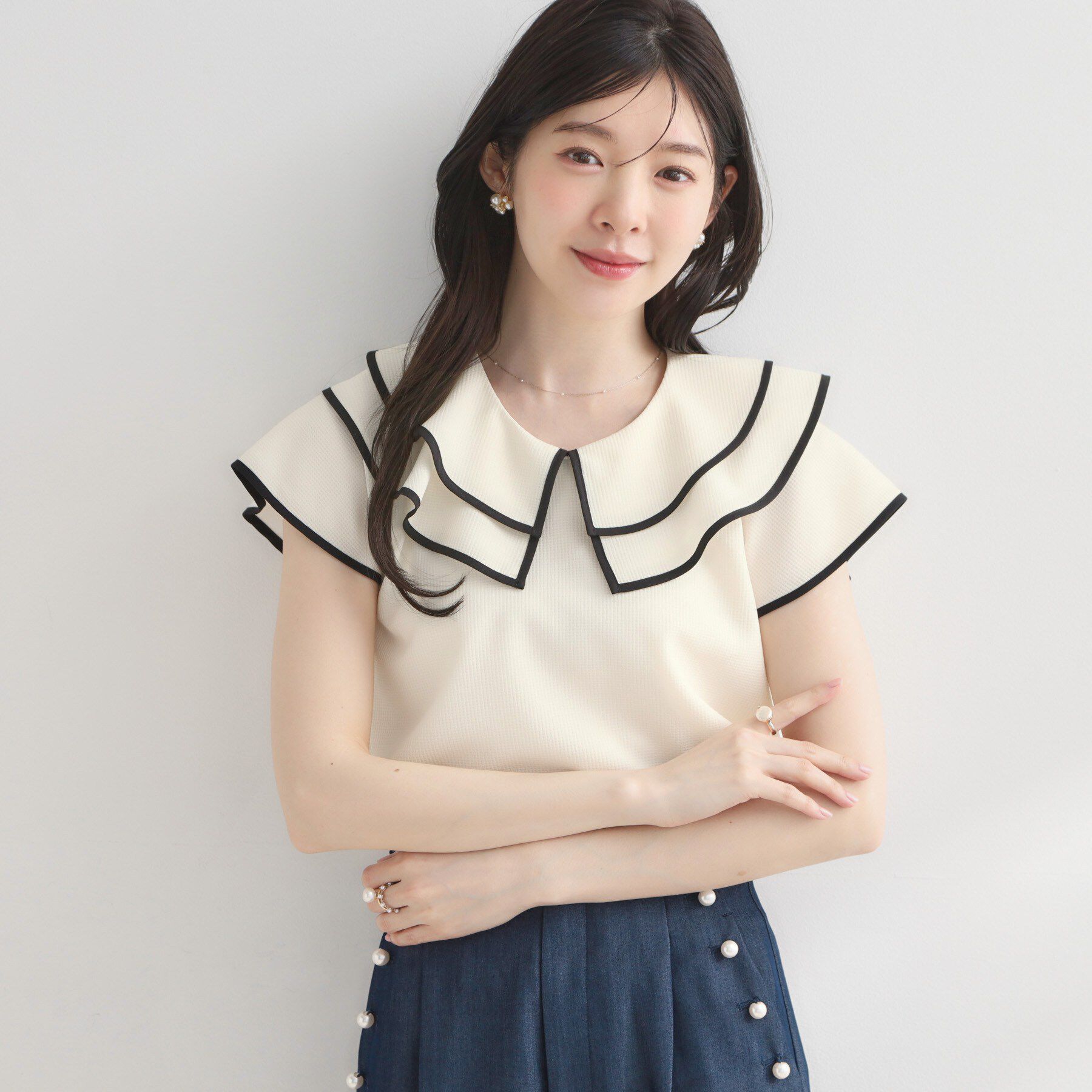 Couture broach「【洗濯機可】マリンカラー ブラウス」|シャツ・ブラウス|