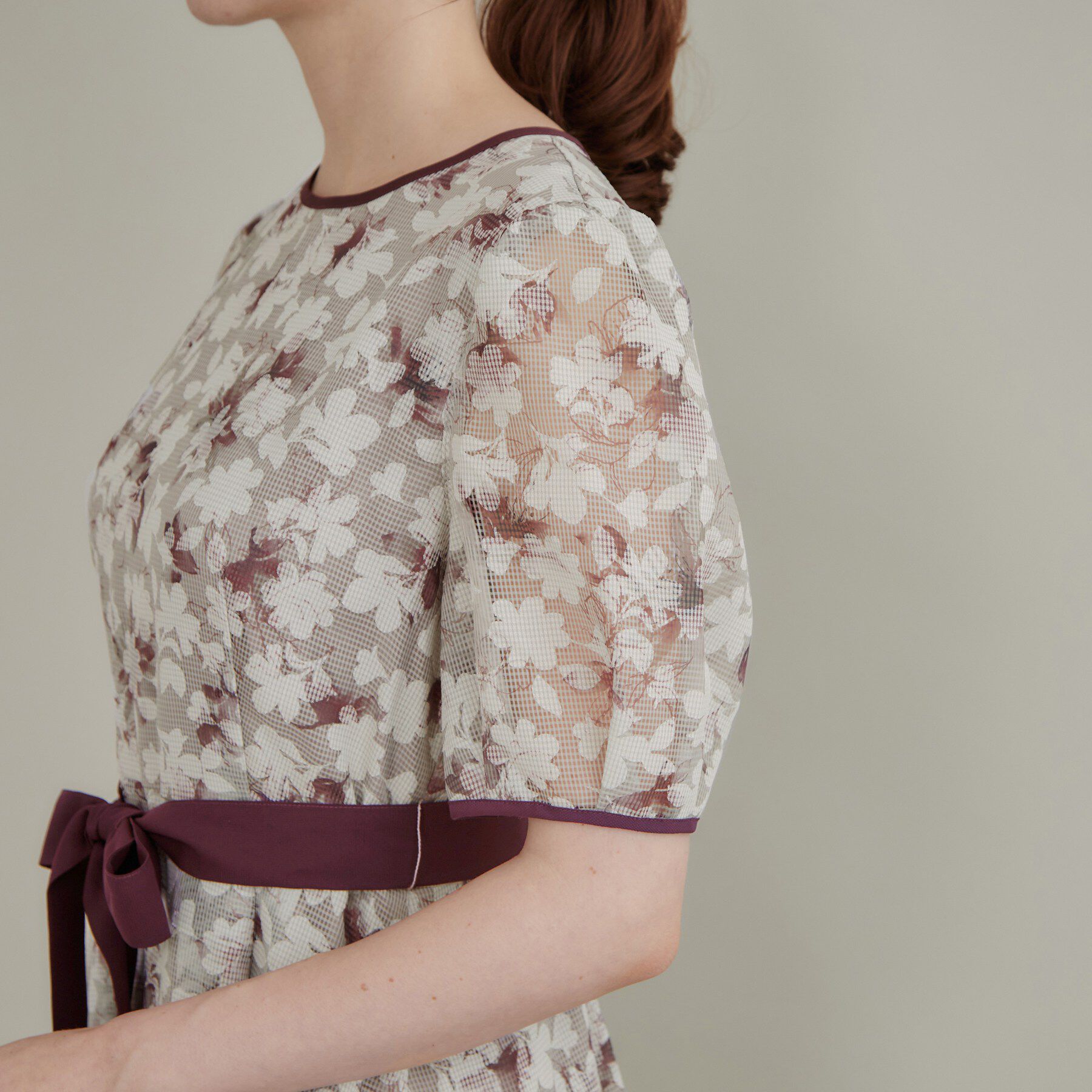 Couture broach「【一枚で華やかに着映える】オパールチェック花柄ワンピース【洗濯機可】」|ワンピース|