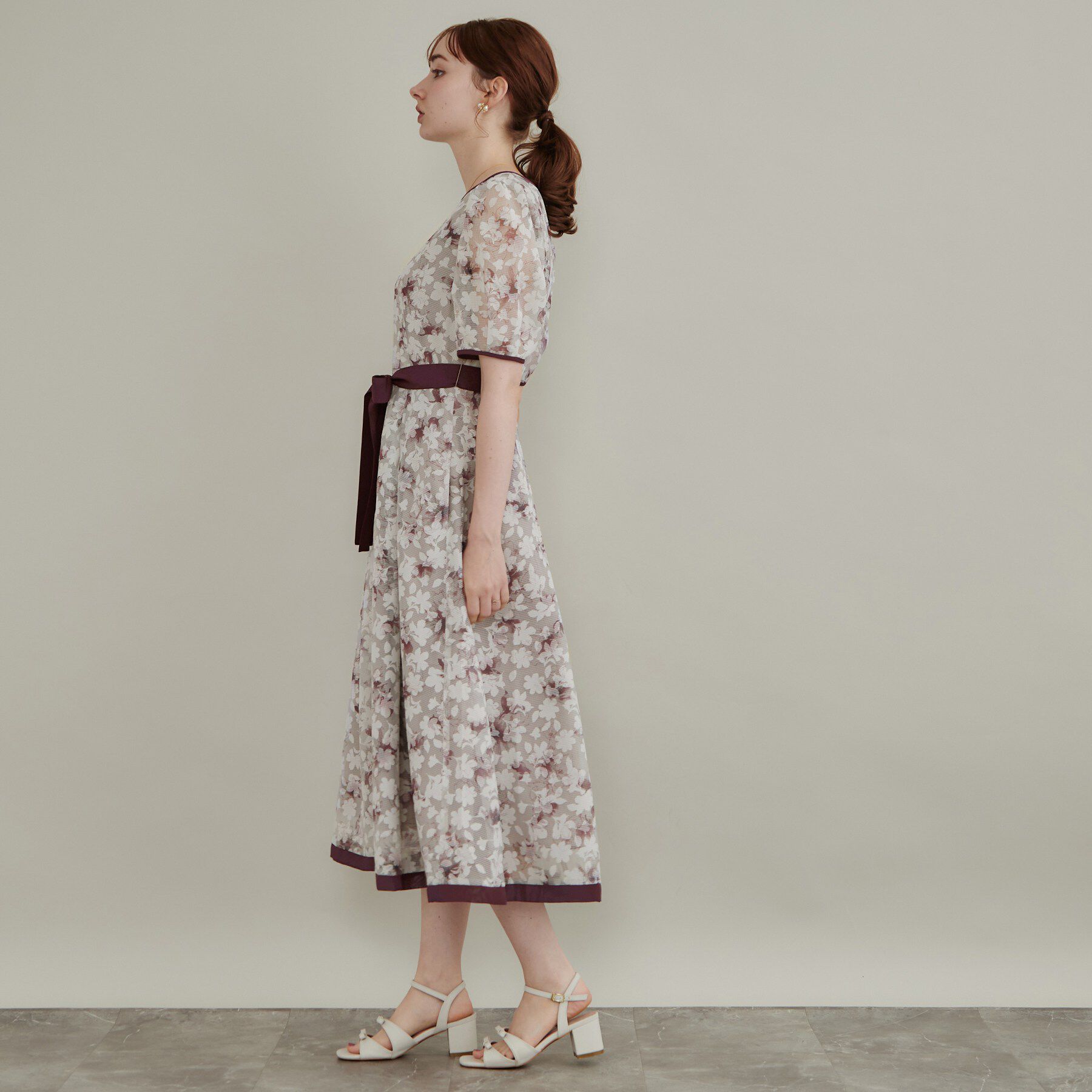 Couture broach「【一枚で華やかに着映える】オパールチェック花柄ワンピース【洗濯機可】」|ワンピース|