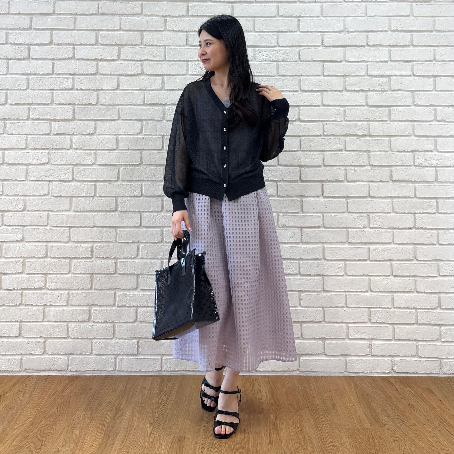 Couture broach「【上品な透け感】ダブルパール調釦 愛されシアーカーディガン」|カーディガン|