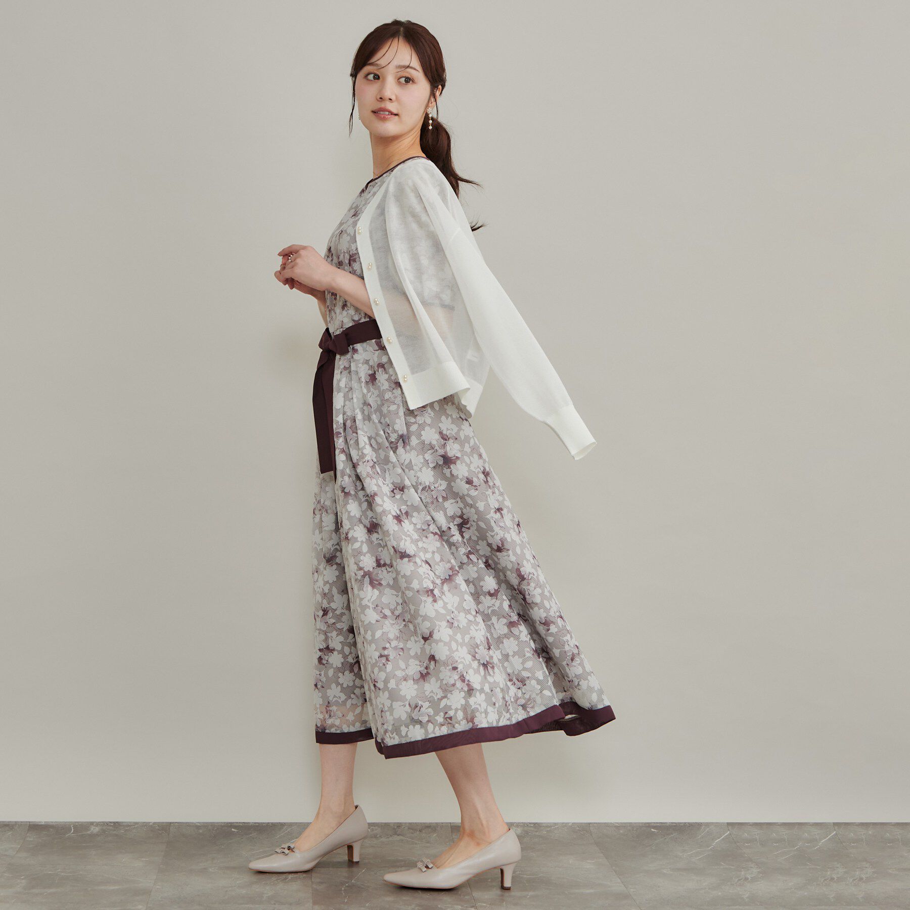 Couture broach「【上品な透け感】ダブルパール調釦 愛されシアーカーディガン」|カーディガン|