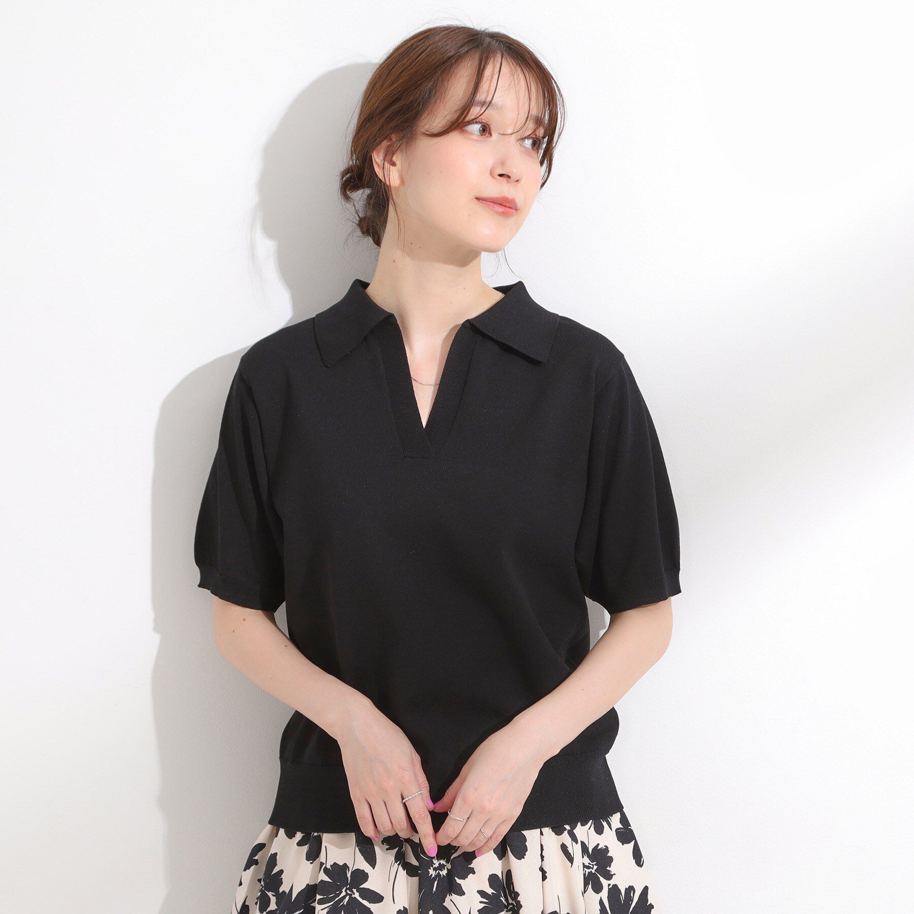 SHOO･LA･RUE「【S-LL/洗える】大人の抜け感 スキッパーニット」|ニット・セーター|