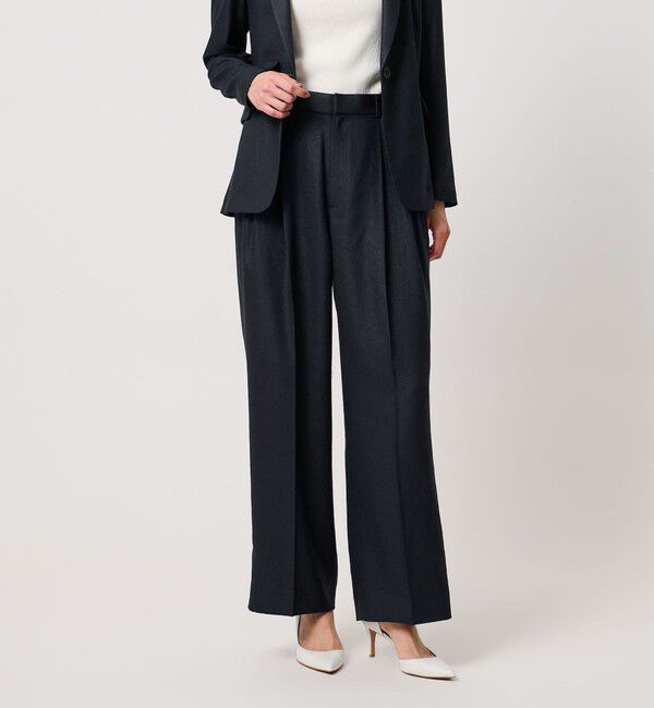 UNITED ARROWS「Spiree IAS 2タック ワイドパンツ ‐UVカット 接触冷感 ウォッシャブル‐」|スラックス|NAVY