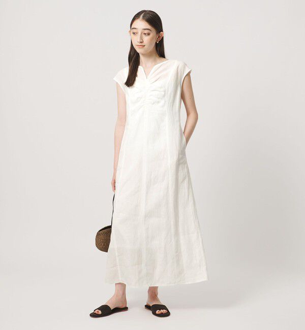 UNITED ARROWS「リネン シャーリング スキッパー ワンピース ‐ウォッシャブル‐」|ワンピース|