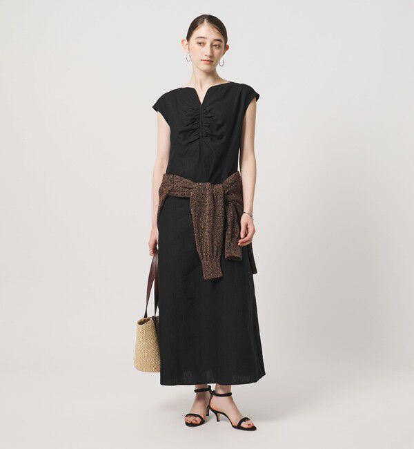 UNITED ARROWS「リネン シャーリング スキッパー ワンピース ‐ウォッシャブル‐」|ワンピース|